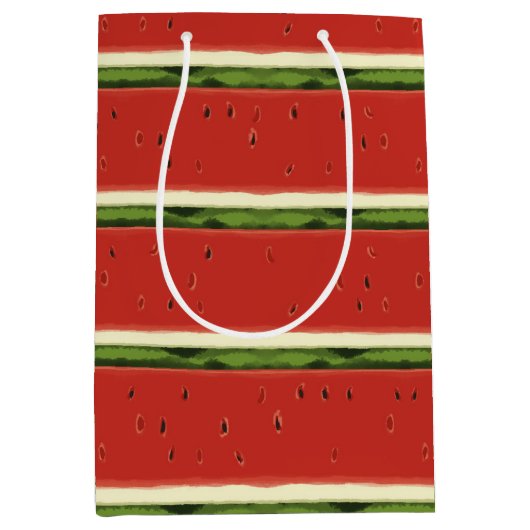 Heldere Rode Waterverf Watermeloen Gift Bag Medium Cadeauzakje (Voorkant)