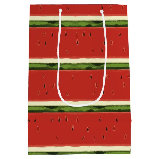 Heldere Rode Waterverf Watermeloen Gift Bag Medium Cadeauzakje (Achterkant)
