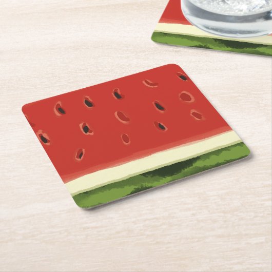 Heldere Rode Waterverf Watermeloen Papier Onderzet Kartonnen Onderzetters (Schuin)