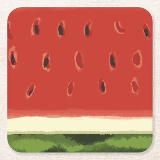 Heldere Rode Waterverf Watermeloen Papier Onderzet Kartonnen Onderzetters (Voorkant)