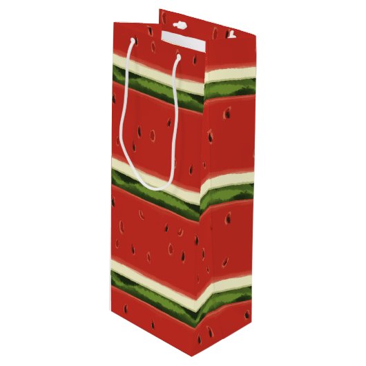 Heldere Rode Waterverf Watermeloen Wijn Gift Bag Cadeautas (Voorkant Gekanteld)