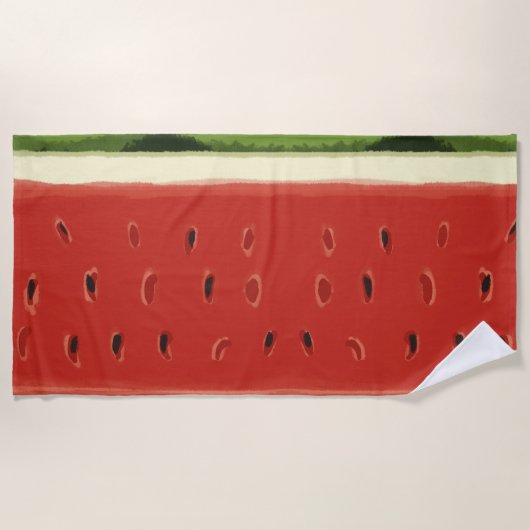 Heldere Rode Waterverf Watermelon Strandlaken (Voorkant)