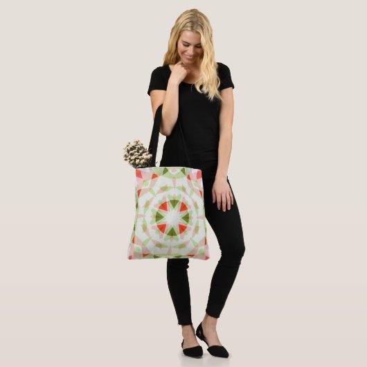 Heldere rode winter groene ster kerstinkopen tote bag (Op model)