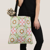 Heldere rode winter groene ster kerstinkopen tote bag (Dichtbij)