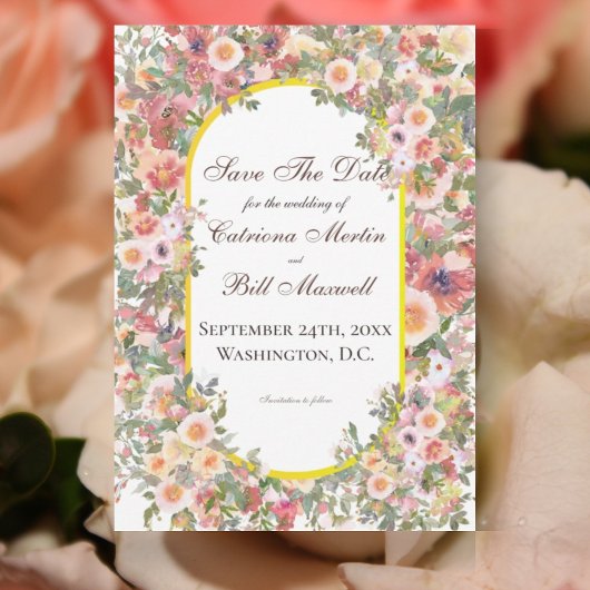 Heldere Romantische Tuin Save the Date Kaart