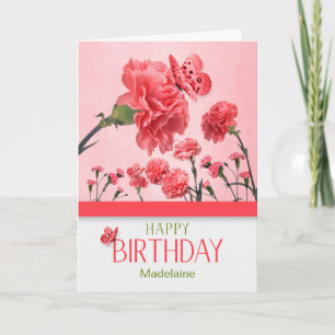 Heldere roze anjer Garden Birthday Kaart