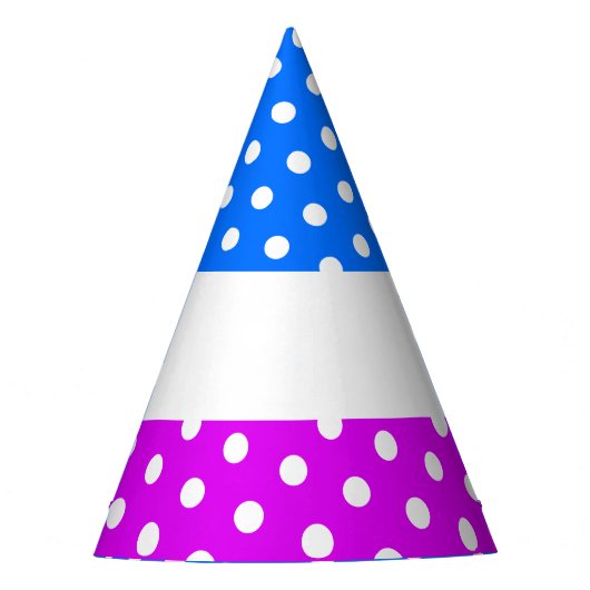 Heldere  Roze Blauw Witte Polka Dotted Stripes Feesthoedjes (Voorkant)