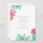 Heldere Roze Blauwgroen Zomer Tuin Succulenten Huw Kaart (Voorkant)