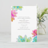 Heldere Roze Blauwgroen Zomer Tuin Succulenten Huw Kaart (Staand voorkant)