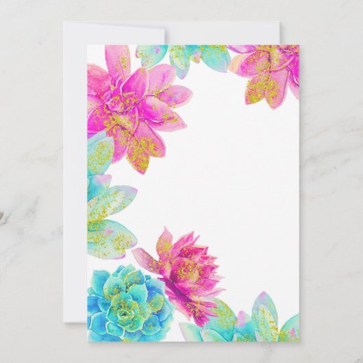 Heldere Roze Blauwgroen Zomer Tuin Succulenten Huw Kaart (Achterkant)