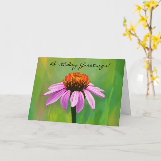 Heldere Roze Bloeiende Daisy Flower Verjaardag Kaa Kaart (Gele Bloem)