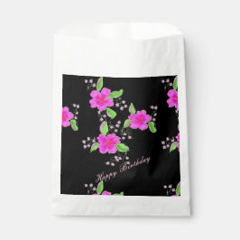 Heldere roze bloeiende papieren koekjeszak bedankzakje