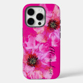 Heldere roze bloem gepersonaliseerd Case-Mate iPhone case (Achterkant)