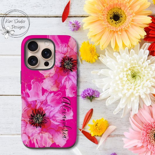 Heldere roze bloem gepersonaliseerd Case-Mate iPhone case