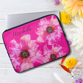 Heldere roze bloem gepersonaliseerd laptop sleeve