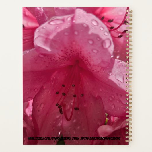 Heldere roze bloem met tekst planner (Achterkant)