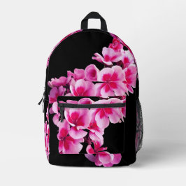 Heldere roze bloemen bedrukte rugzak