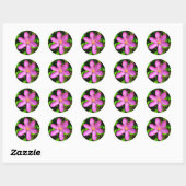 Heldere Roze Bloemen Bloeien & Groene Achtergrond Ronde Sticker (Vel)