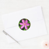 Heldere Roze Bloemen Bloeien & Groene Achtergrond Ronde Sticker (Envelop)