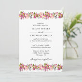 Heldere Roze Bloemen Border Wedding Ronde Randen Kaart (Staand voorkant)