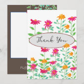 Heldere roze bloemen Dank je kaarten (Voorkant / Achterkant)