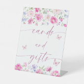Heldere Roze Bloemen Kaarten en Geschenken Reclamebord Met Voetstuk (Voorkant)