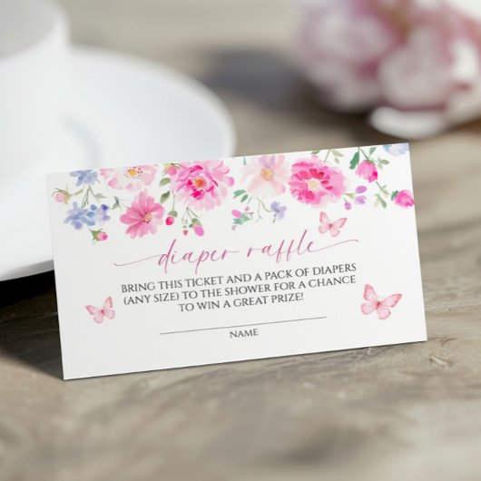 Heldere Roze Bloemen Luier Raffle Informatiekaartje