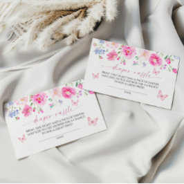 Heldere Roze Bloemen Luier Raffle Informatiekaartje