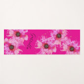 Heldere roze bloemen met naam yogamat (Voorkant (horizontaal))