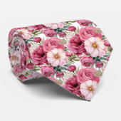 Heldere Roze Bloemen Waterverf Stropdas (Opgerold)