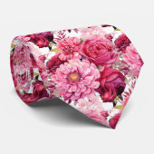 Heldere Roze Bloemen Waterverf Stropdas (Opgerold)