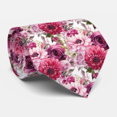 Heldere Roze Bloemen Waterverf Stropdas (Opgerold)