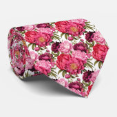 Heldere Roze Bloemen Waterverf Stropdas (Opgerold)