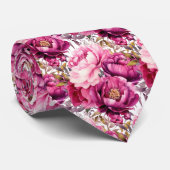 Heldere Roze Bloemen Waterverf Stropdas (Opgerold)