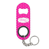 Heldere roze bloemenpoka stipte naam flesopener mini flessenopener (Achterkant)