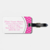 Heldere roze bloemkarkjes met de naam bagagelabel (Achterkant horizontaal)