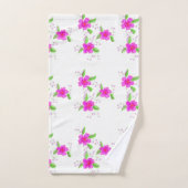 Heldere roze bloemontwerpen met wit bad handdoek (Handdoek)