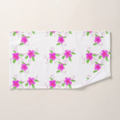 Heldere roze bloemontwerpen met wit bad handdoek (Handdoek)