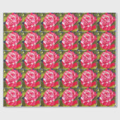 Heldere roze Camellia waterverf kunstbloem Cadeaupapier (Vlak)