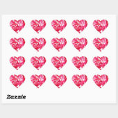 Heldere roze Camellia waterverf kunstbloem Hart Sticker (Vel)