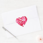 Heldere roze Camellia waterverf kunstbloem Hart Sticker (Envelop)