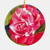 Heldere roze Camellia waterverf kunstbloem Keramisch Ornament (Achterkant)