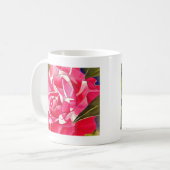 Heldere roze Camellia waterverf kunstbloem Koffiemok (Voorkant links)