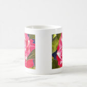 Heldere roze Camellia waterverf kunstbloem Koffiemok (Center)