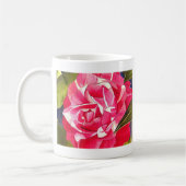 Heldere roze Camellia waterverf kunstbloem Koffiemok (Links)