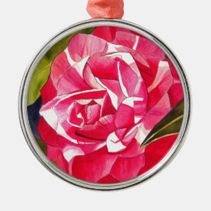 Heldere roze Camellia waterverf kunstbloem Metalen Ornament