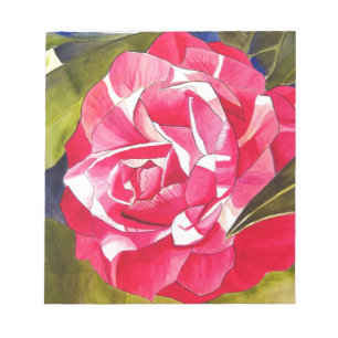 Heldere roze Camellia waterverf kunstbloem Notitieblok
