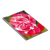 Heldere roze Camellia waterverf kunstbloem Notitieboek (Rechterzijde)