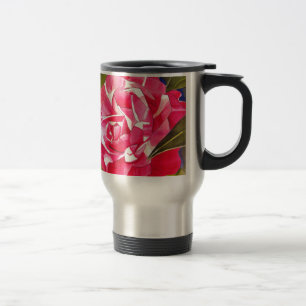 Heldere roze Camellia waterverf kunstbloem Reisbeker