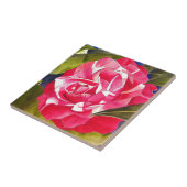 Heldere roze Camellia waterverf kunstbloem Tegeltje (Zijkant)